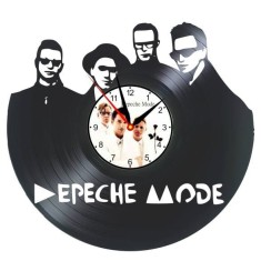 Ceas de Perete Decorativ &ldquo;Depeche Mode &ndash; Enjoy the Silence&rdquo;, din Disc Vinil Reciclat, Design Music Icons, Negru, Mecanism Silențios (Sweep)