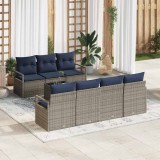 vidaXL Set Canapea Gradina 8 Piese Gri Poliratan cu Perna pentru Exterior