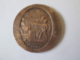 Rara! Franta 5 Sols 1792 banca Monneron,medalie aniversara IV ani de libertate
