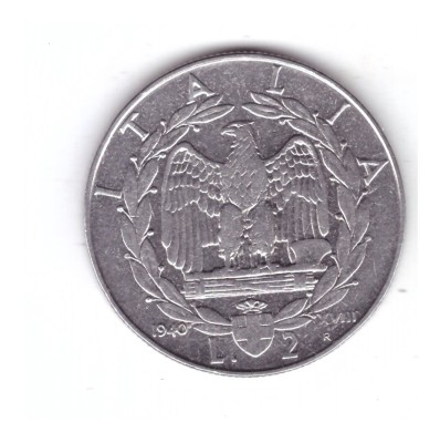 Moneda Italia 2 lira/lire 1940, nemagnetica, stare foarte buna, curata foto