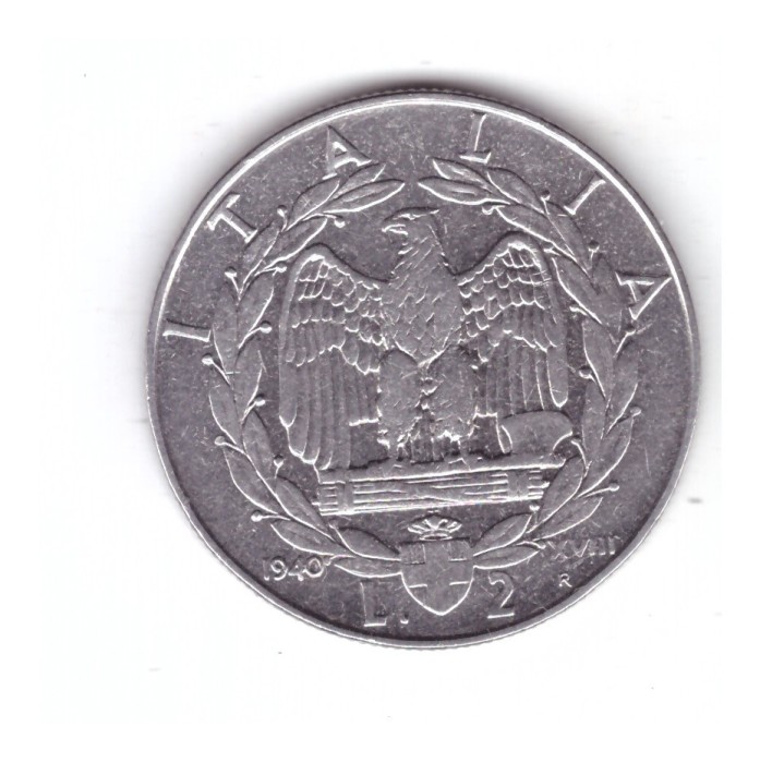 Moneda Italia 2 lira/lire 1940, nemagnetica, stare foarte buna, curata
