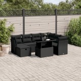 Cumpara ieftin Set mobilier de grădină cu perne, 8 piese, negru, poliratan