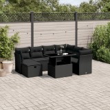 Set mobilier de gradina cu perne, 8 piese, negru, poliratan GartenMobel Dekor, vidaXL