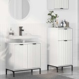 Cumpara ieftin Set de mobilier pentru baie 2 buc. Alb Lemn aranjat si metal