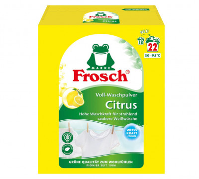 Detergent pudra de rufe Frosch Citrus Full 1,45 kg, 22 spalari - NOU foto