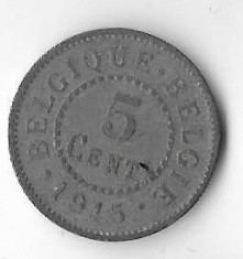 Moneda 5 centimes 1915 - Belgia foto