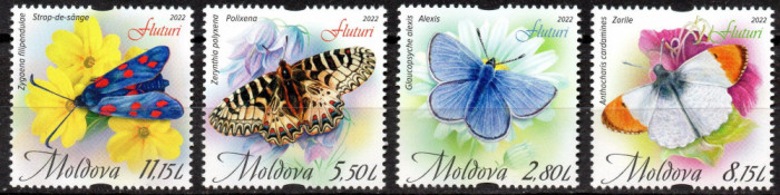 MOLDOVA 2022, Fluturi, Fauna, serie neuzata, MNH