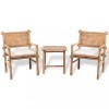 VidaXL Set mobilier bistro cu perne, 3 piese, bambus 41892