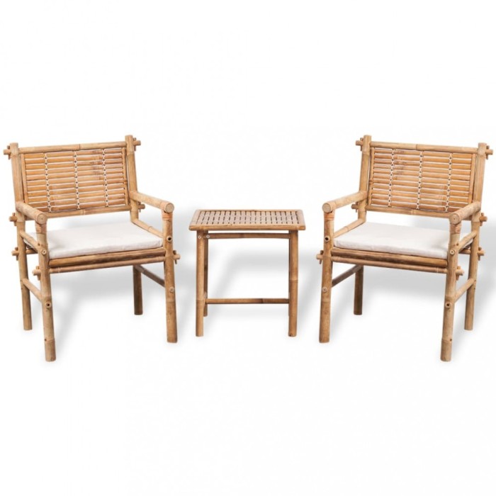 Gossi set mobilier bistro cu perne, 3 piese, bambus