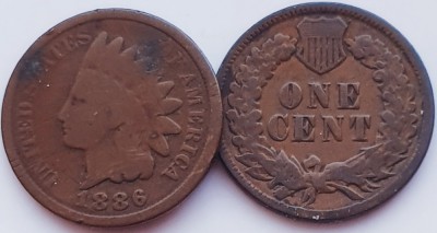 2379 USA SUA Statele Unite 1 cent 1886 Indian Head Cent km 90 foto