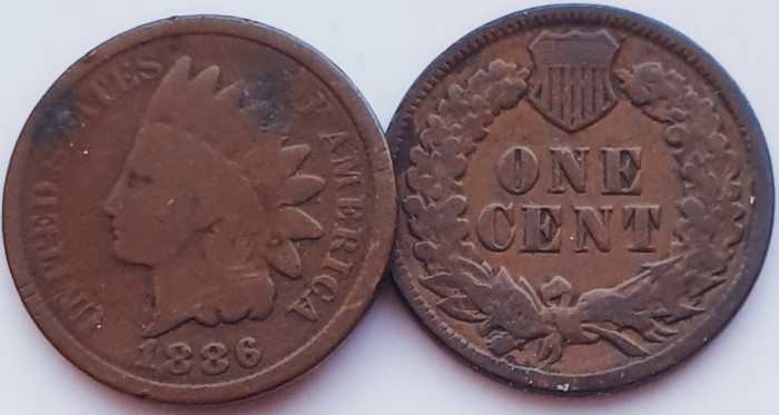 2379 USA SUA Statele Unite 1 cent 1886 Indian Head Cent km 90