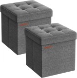 Cumpara ieftin Set 2 cuburi depozitare Otoman Songmics Gri 30x30x30 cm
