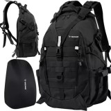 Rucsac militar de drumetie Trizand 25L negru, cu husa ploaie