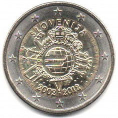 SLOVENIA 2 euro comemorativa 2012 TYE (10 ani euro) - UNC