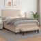 vidaXL Pat box spring cu saltea, cappuccino, 140x190cm piele ecologică 3137544