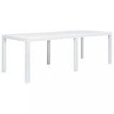 Cumpara ieftin Masă de grădină, albă, 220x90x72 cm, plastic, aspect ratan