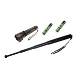 Kit AutoAparare FOXMAG24, Lanterna cu Electrosoc si Laser Pointer din Duraluminiu, Baston Telescopic din Otel si Spray Paralizant