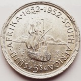 653 Africa de sud 5 Shillings 1952 Cape Town (lovituri muchie !!!) km 41 argint