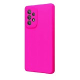 Husa din silicon compatibila cu Samsung Galaxy A33 5G cu protectie la camera, silk touch, interior din catifea, Roz neon