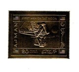 Ajman 1970 - Neil Armstrong, cosmonautica, personalitati, folio gold, neuzat