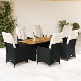 vidaXL Set mobilier de grădină cu perne, 7 piese, negru, poliratan 3276688