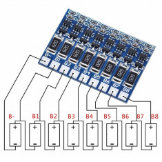 Placa echilibrare BMS 8S 4.2V pentru baterii Li-ion 18650, curent egalizare 66mA