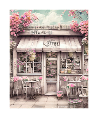 Sticker decorativ, Coffee Shop, Roz, 85 cm, 6223ST foto