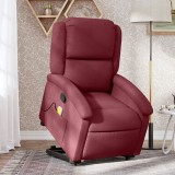 VidaXL Fotoliu rabatabil cu ridicare, roșu vin, material textil