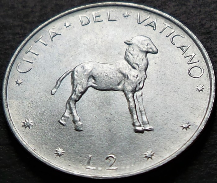 Moneda 2 LIRE - VATICAN, anul 1977 * cod 4749 = Papa PAUL VI = UNC