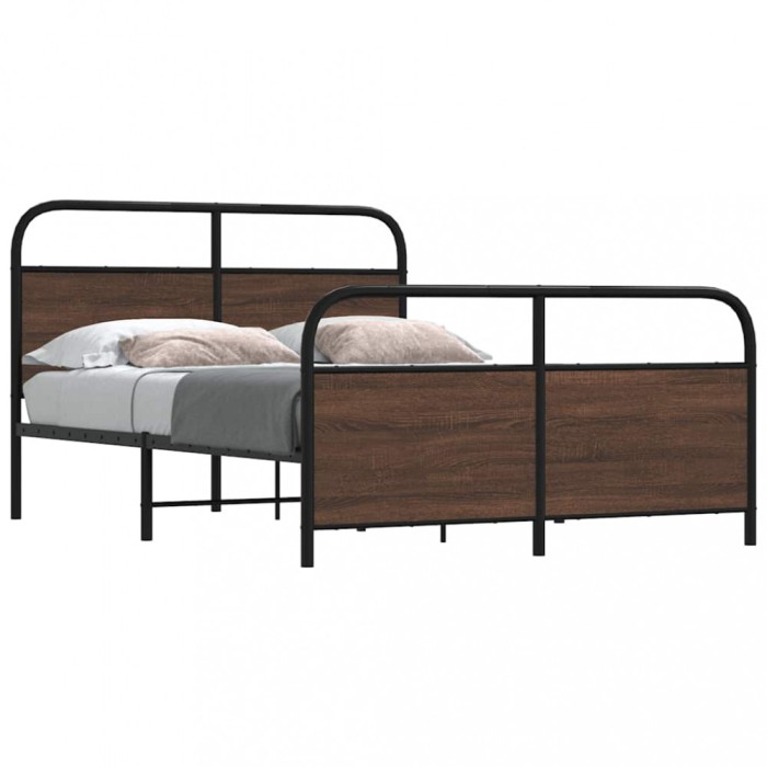 vidaXL Cadru pat metalic fără saltea, stejar maro, 140x190 cm 3318661