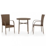 Cumpara ieftin Set mobilier de gradina, 3 piese, maro, poliratan