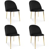 Set 4 scaune bucatarie/living, Artool, Inca, catifea neagra, picioare metal auriu, 49x55x78 cm