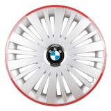 Cumpara ieftin Set 4 Capace Roti, potrivite jantelor de R16, pentru BMW, model falcon argintiu cu rama rosie, Autohelix MSA