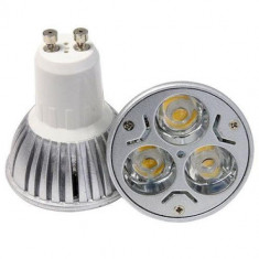 Bec spot led, 3W, 3 x 1W, 3 led-uri, soclu GU10, 220V, lumina rece foto