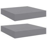 Cumpara ieftin Rafturi de perete suspendate, 2 buc., gri, 23x23,5x3,8 cm, MDF