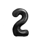 Balon folie sub forma de cifra, negru mat, 85 cm-Tip Cifra 2