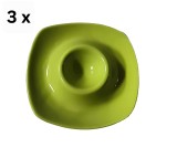 Set 3 suporturi de ou, tip farfurie, 12 cm, Verde