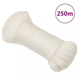 VidaXL Fr&acirc;nghie de lucru, alb, 3 mm, 250 m, polipropilenă