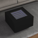Masuta cafea vidaXL LED Negru 60x60x40 cm Lemn prelucrat Oglinda Infinity RGB Moderna