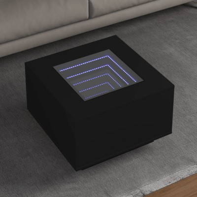vidaXL Măsuță de cafea cu LED, negru, 60x60x40 cm, lemn prelucrat 847568 foto