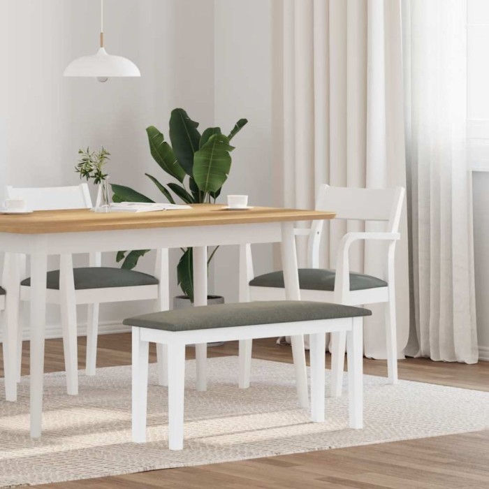 vidaXL Bancă 90 cm din lemn masiv alb cauciuc 4102597