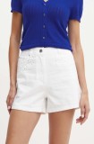 Morgan pantaloni scurti jeans SHEZEL femei, culoarea bej, cu imprimeu, high waist, SHEZEL