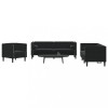 VidaXL Set canapele Chesterfield cu perne rulou 3 piese negru catifea