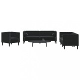 VidaXL Set canapele Chesterfield cu perne rulou 3 piese negru catifea