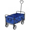 Cărucior Manual Pliabil vidaXL, Albastru, Oțel, 92x52x118cm, 75kg, Oxford 600D, Roti 360&deg;, Transport Marfă, Grădină, Șantier