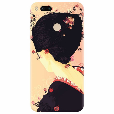 Husa silicon pentru Xiaomi Mi A1, Japanese Geisha Illustration Cherry Blossom foto