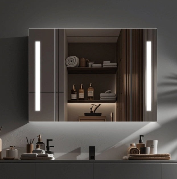 Dulap Theresa Cu Oglinda LED DBP126 100x70 Gri ModernLight Concept