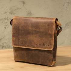 Greenwood&reg; Jost &ndash; Borseta de umar barbati din piele naturala vintage, 24x24x7 cm