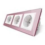 Priza tripla Livolo cu rama din sticla SmartElectro IntelligentHouse