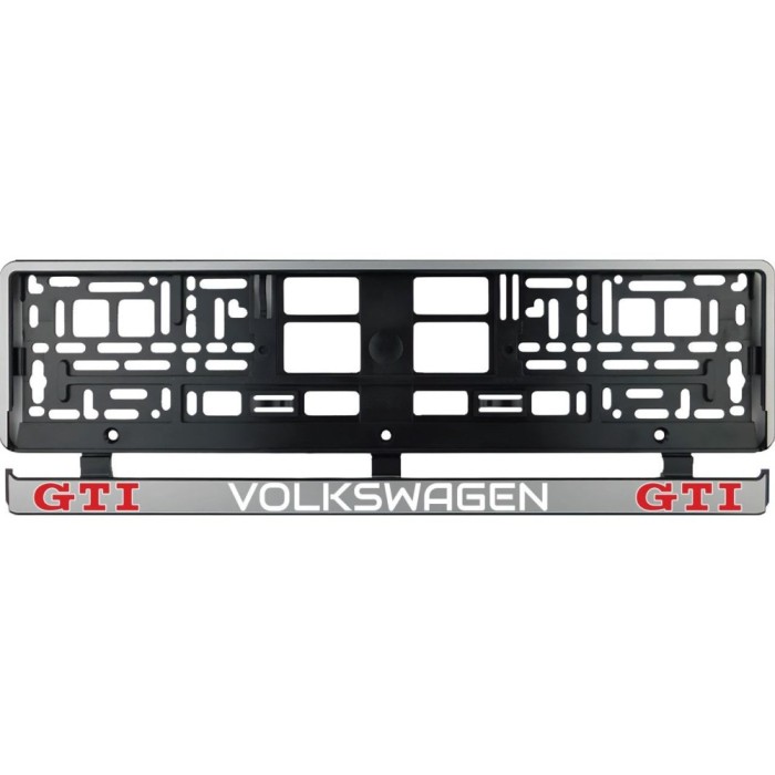 Set 2 bucati, suport numar inmatriculare argintiu VW GTI